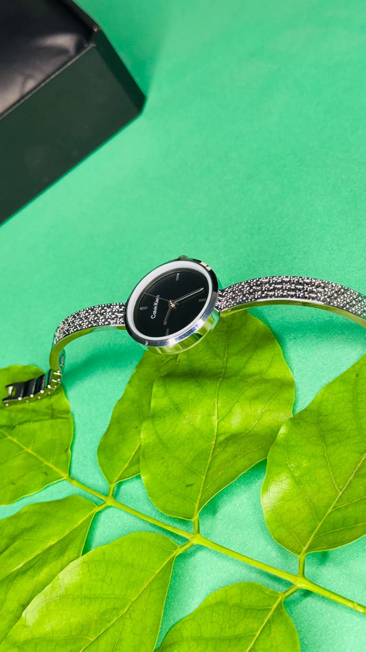 Midnight Grace - Black & Silver Designer Women's Watch