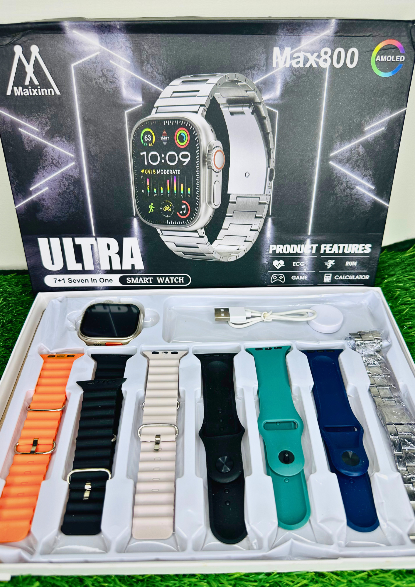Maixinn Max800 Ultra Smart Watch — 7+1 Straps | AMOLED Display | Metal Edition