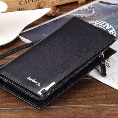 Luxury Men’s Leather Long Wallet – Classic Slim Design with Multiple Card Slots