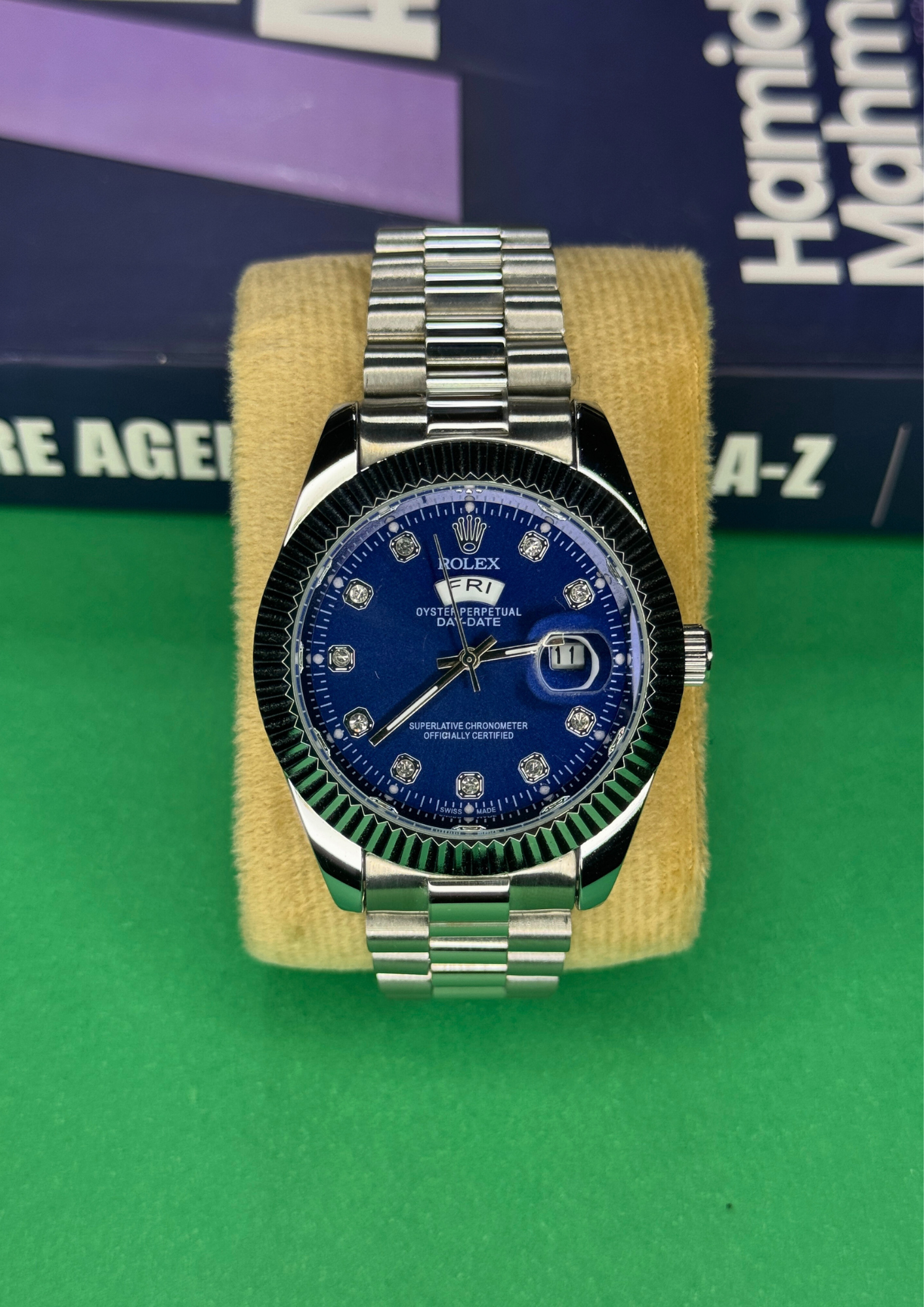 Rolex Day-Date 40 – Royal Blue Dial with Diamond Markers