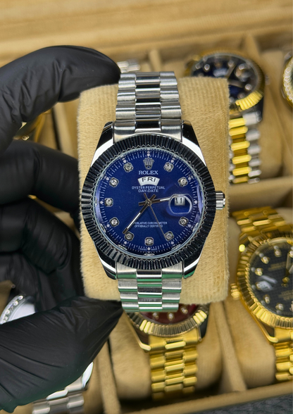 Rolex Day-Date 40 – Royal Blue Dial with Diamond Markers