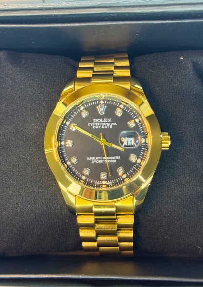 Rolex Oyster Perpetual Day-Date – Full Gold Black Dial Edition