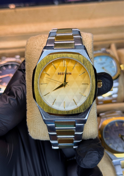 Bestwin Gold Gradient Dial Watch – Luxury Steel Finish