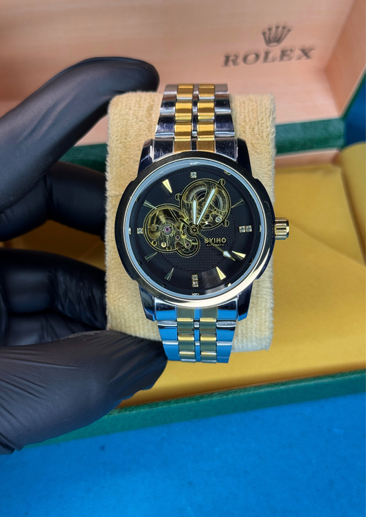 BYINO Automatic Watch – Black Skeleton Dial