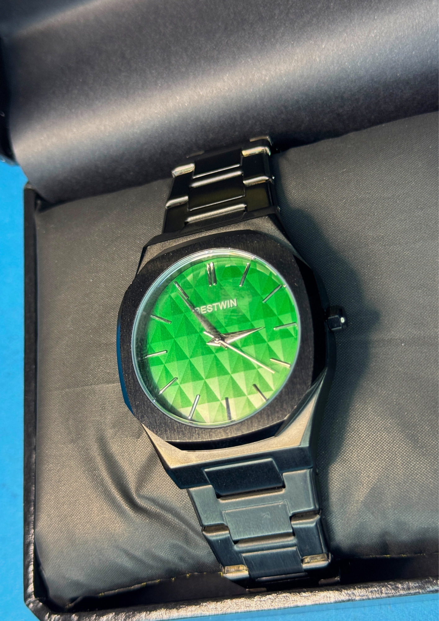 Bestwin Emerald Green Dial Watch – Matte Black Edition