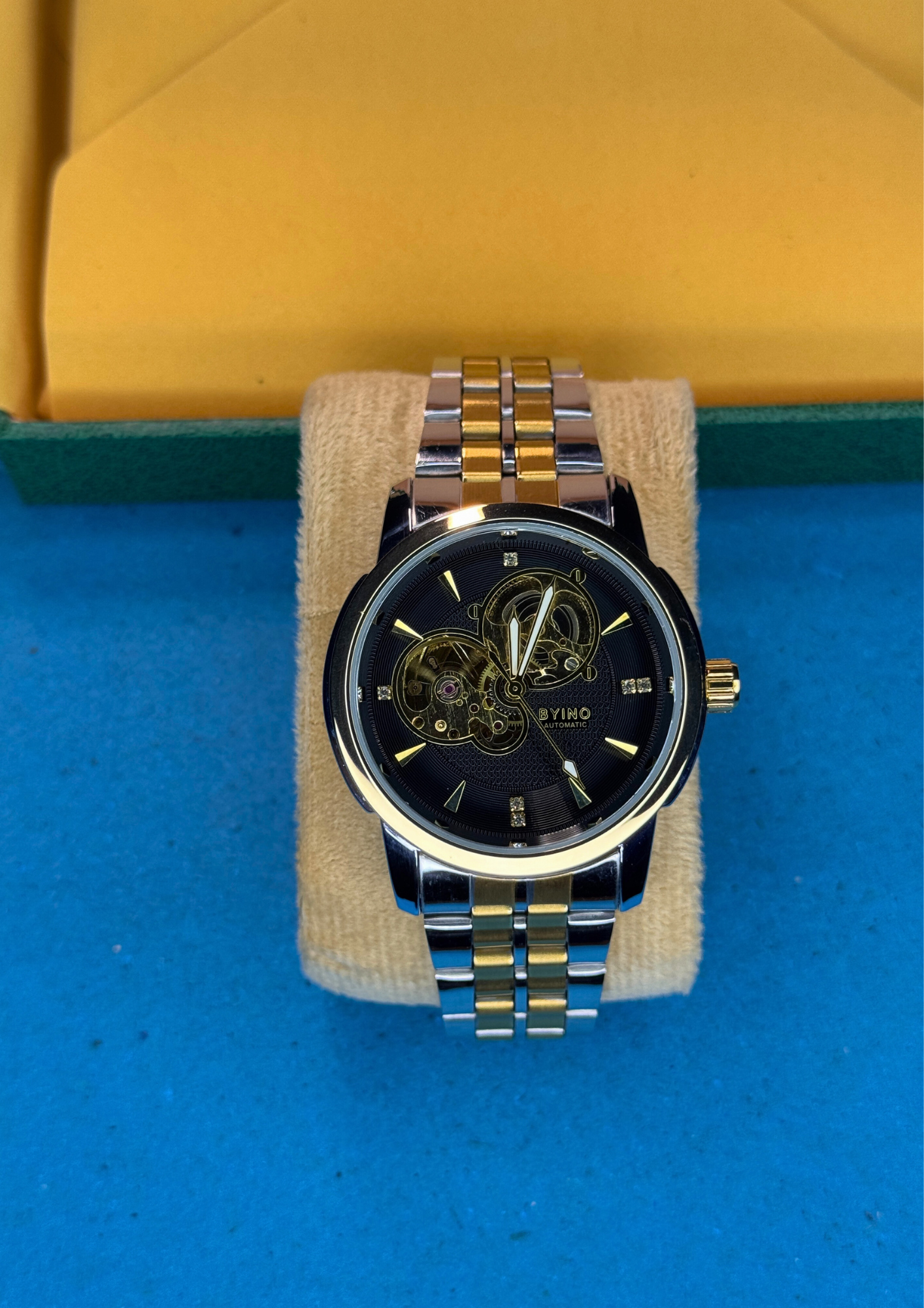 BYINO Automatic Watch – Black Skeleton Dial