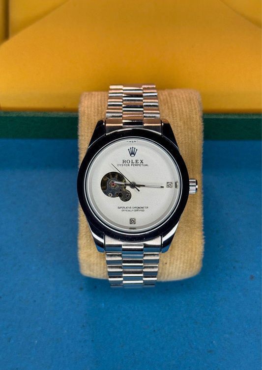 Automatic Rolex Oyster Perpetual – Silver Skeleton Dial