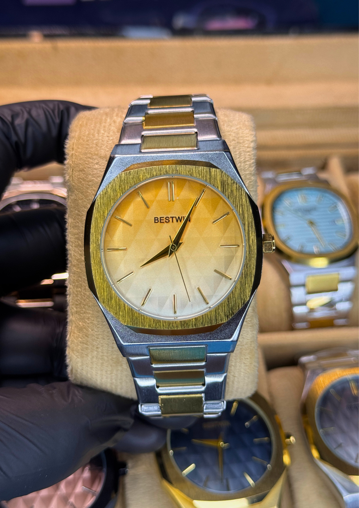 Bestwin Gold Gradient Dial Watch – Luxury Steel Finish