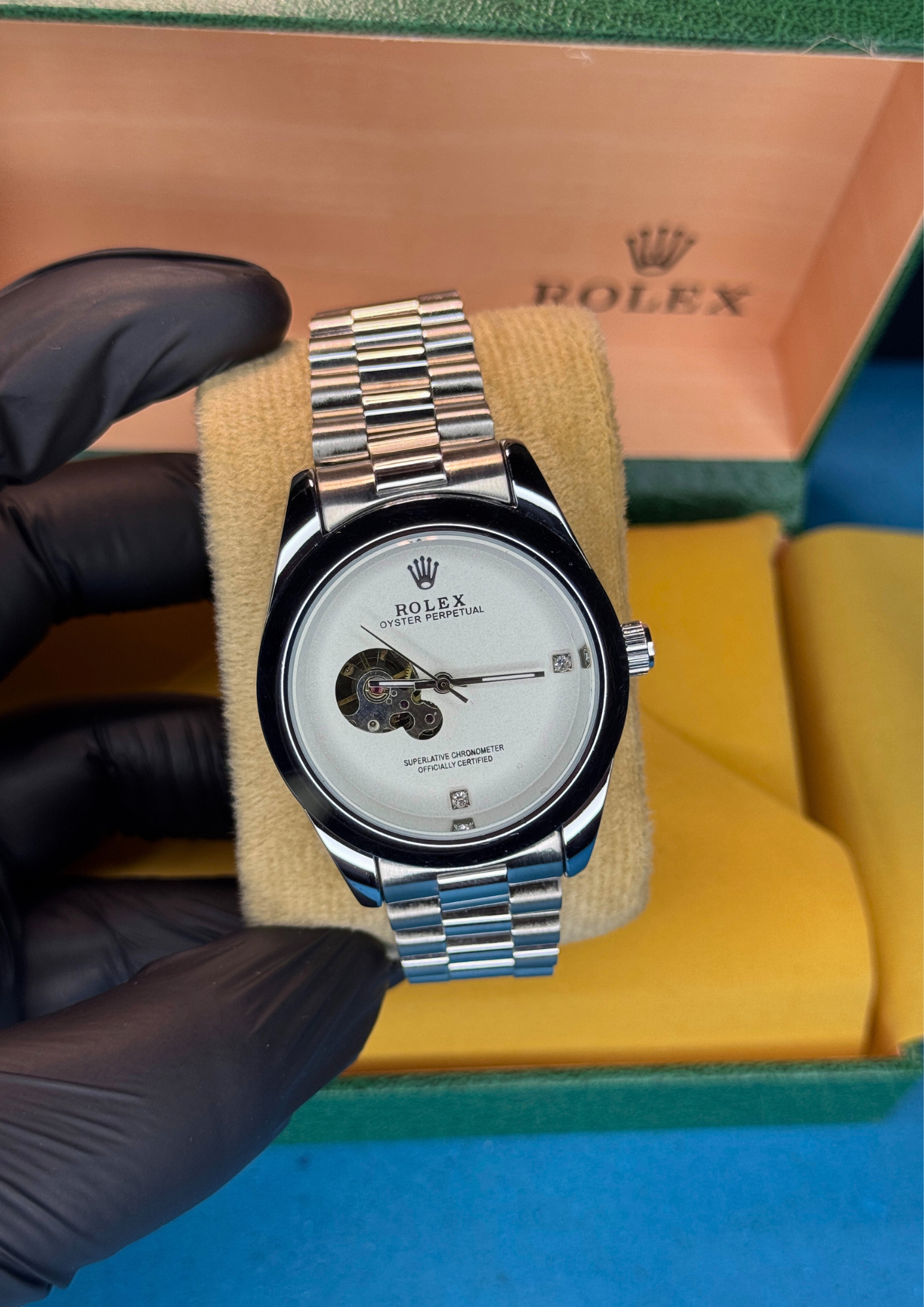 Automatic Rolex Oyster Perpetual – Silver Skeleton Dial