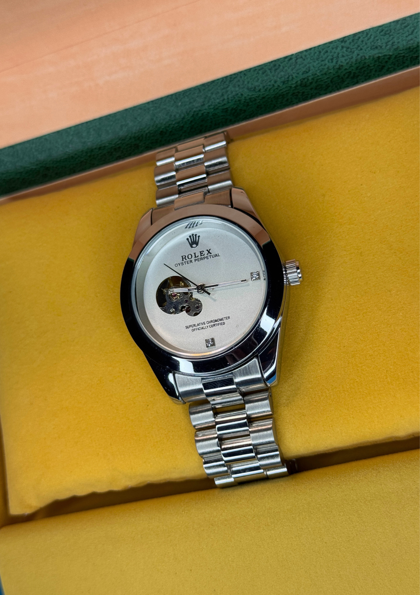 Automatic Rolex Oyster Perpetual – Silver Skeleton Dial