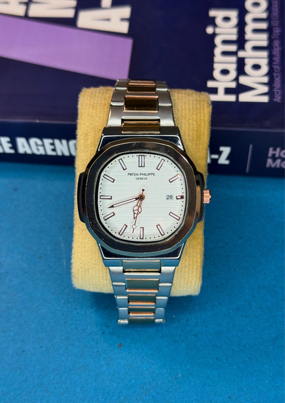 Luxury Nautilus Style Watch – White Dial