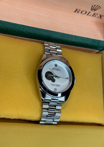 Automatic Rolex Oyster Perpetual – Silver Skeleton Dial