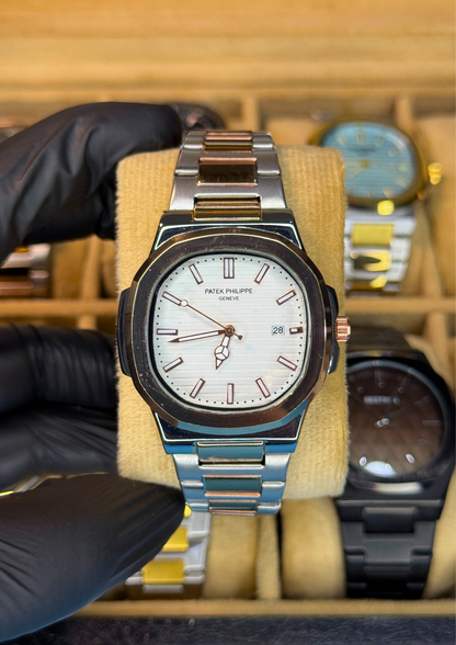 Luxury Nautilus Style Watch – White Dial