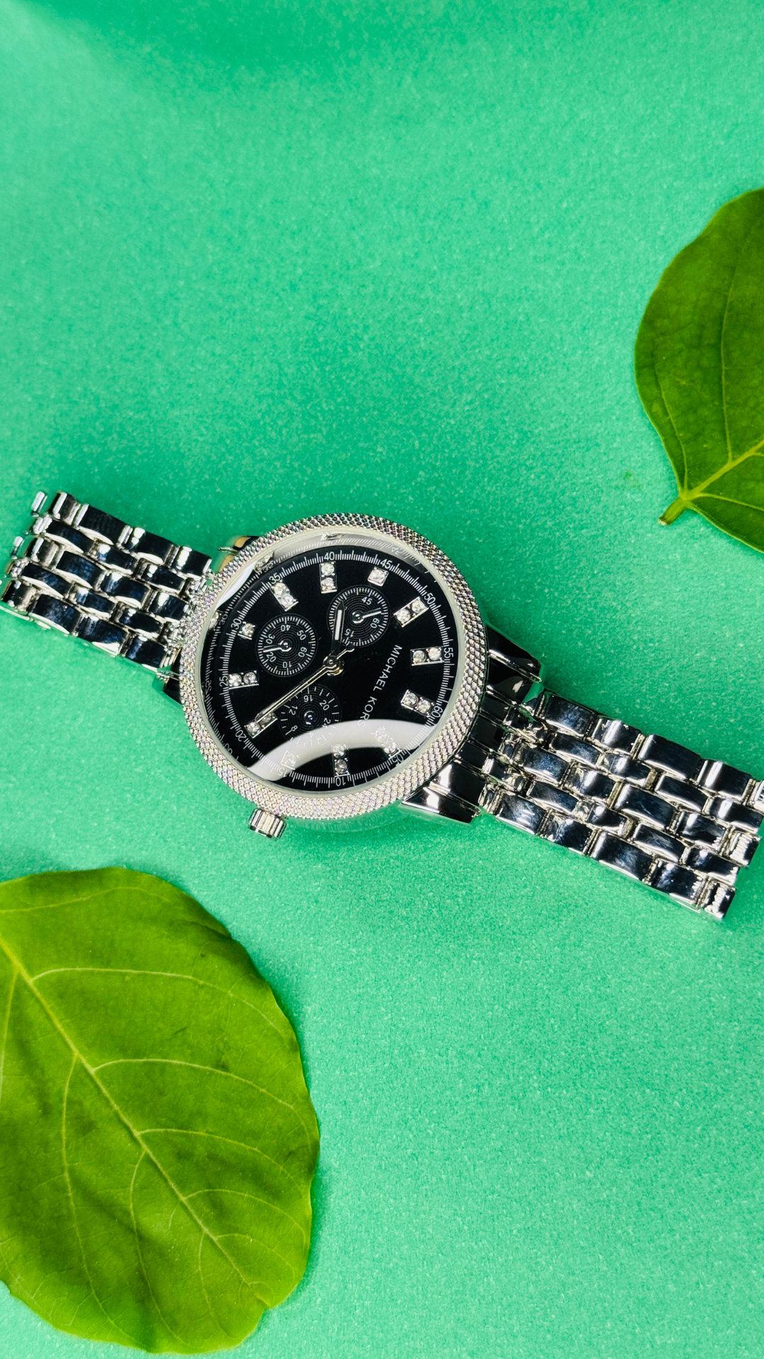 Crystal Noir – Silver Chronograph Women's Watch