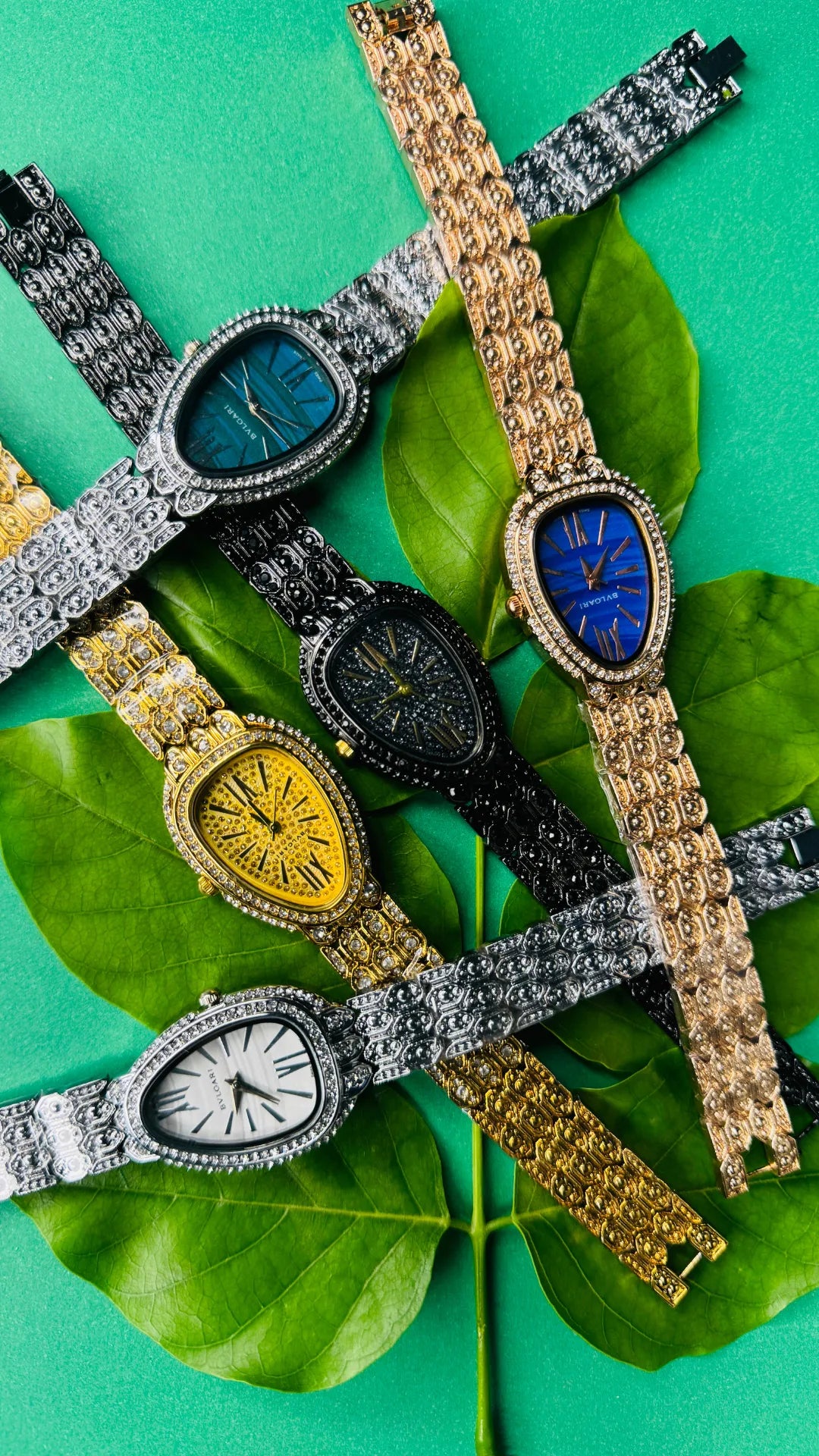 Twilight Enchant – Black Stone-Studded Women's Watch