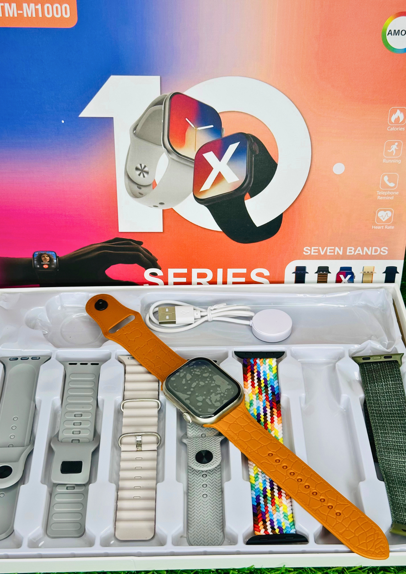 LTM-M1000 Smart Watch 10 Series — AMOLED Display with 7 Designer Straps