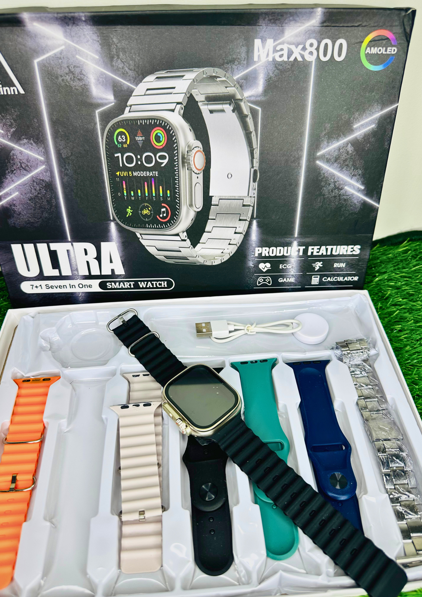 Maixinn Max800 Ultra Smart Watch — 7+1 Straps | AMOLED Display | Metal Edition