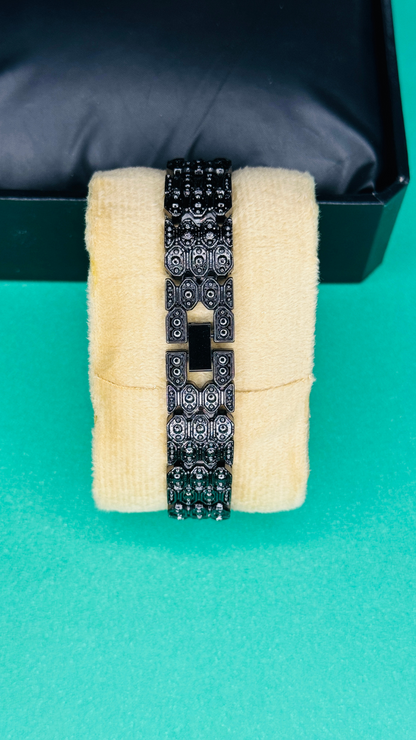 Twilight Enchant – Black Stone-Studded Women's Watch