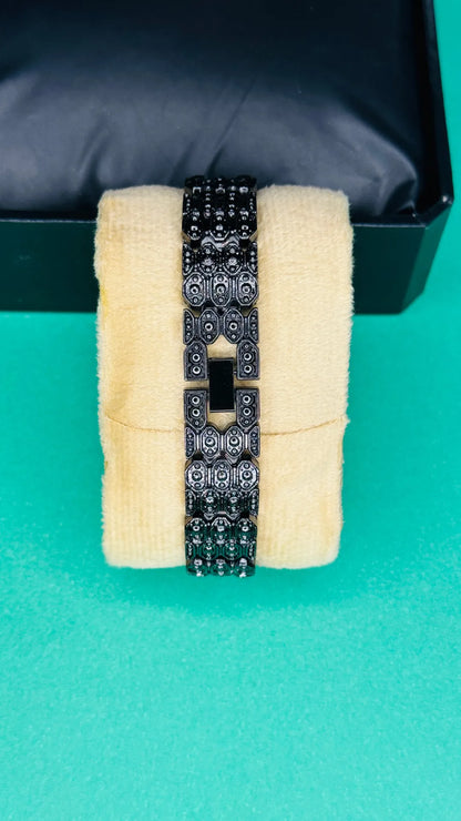 Twilight Enchant – Black Stone-Studded Women's Watch