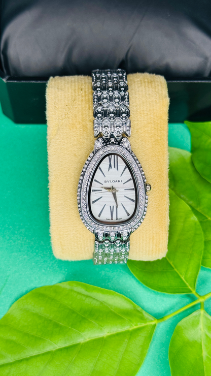 Twilight Enchant – Black Stone-Studded Women's Watch