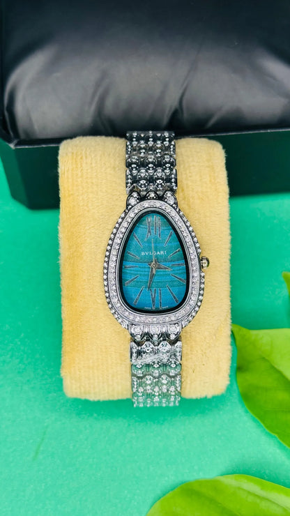 Twilight Enchant – Black Stone-Studded Women's Watch