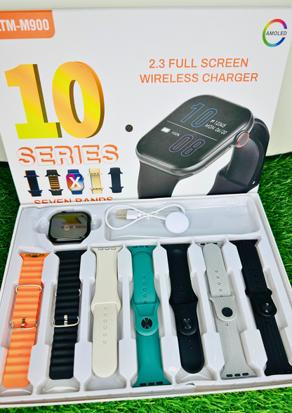 LTM-M900 Smart Watch 10 Series — 2.3” Full Screen AMOLED + Wireless Charging