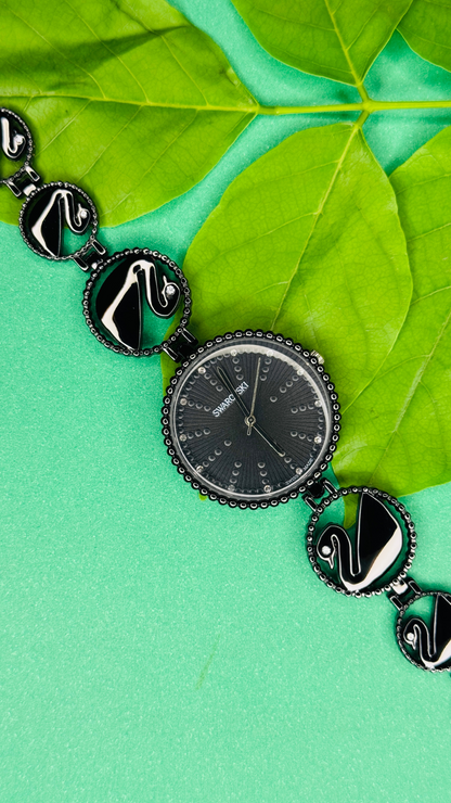 Timeless Elegance – Swarovski Black Swan Women's Watch
