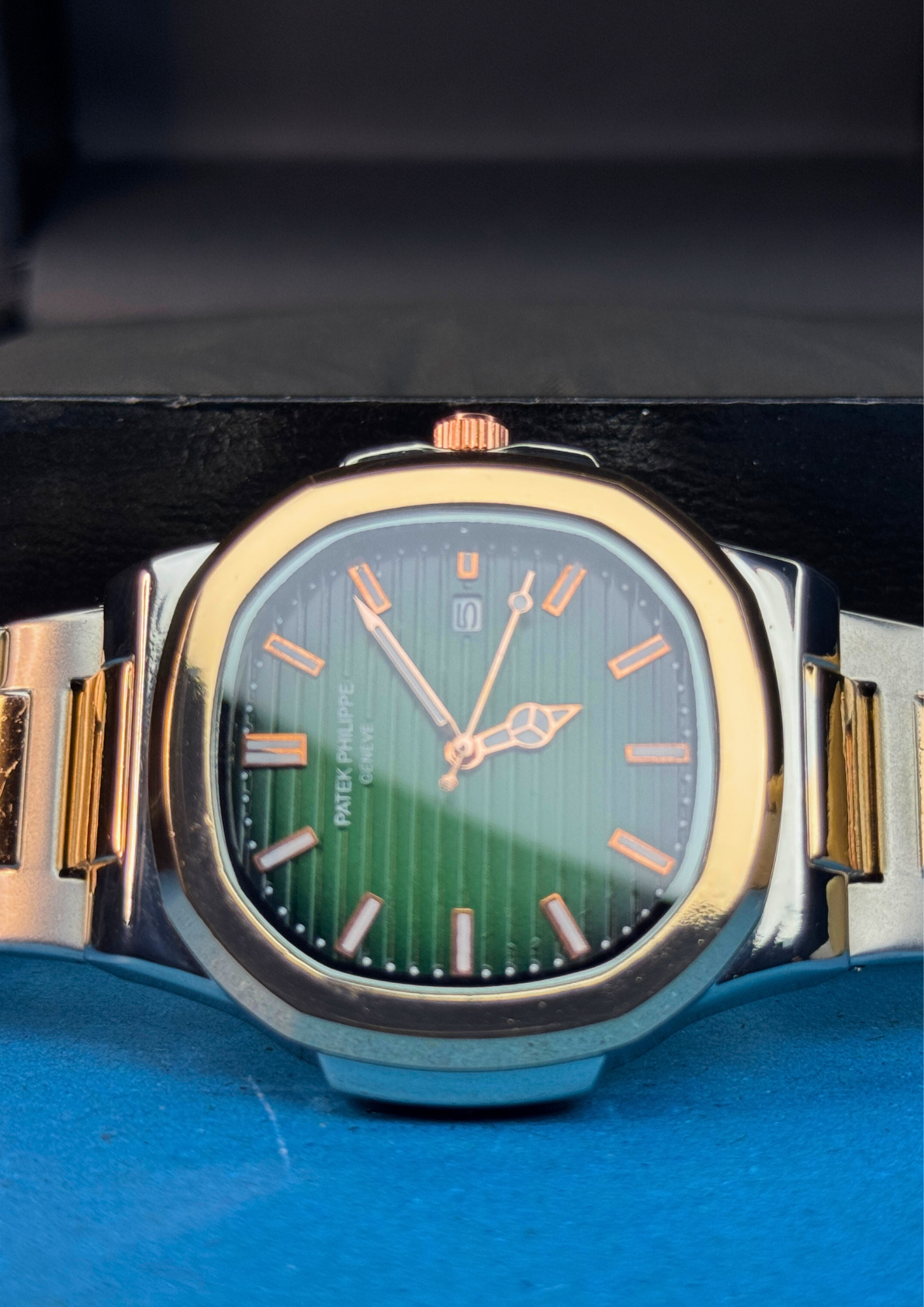 Luxury Green Dial Stainless Steel Watch – Nautilus Inspired | Patek Philippe Style