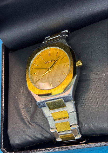 Bestwin Gold Gradient Dial Watch – Luxury Steel Finish