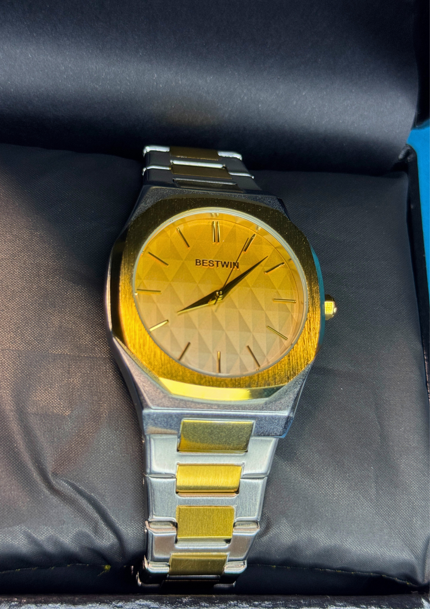 Bestwin Gold Gradient Dial Watch – Luxury Steel Finish