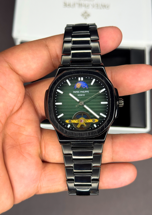 Patek Philippe Geneve – Luxurious Black & Green Automatic Watch