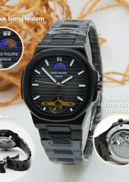 Patek Philippe Geneve – Luxurious Black & Green Automatic Watch