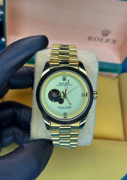 Gold Automatic Watch – Open-Heart Dial