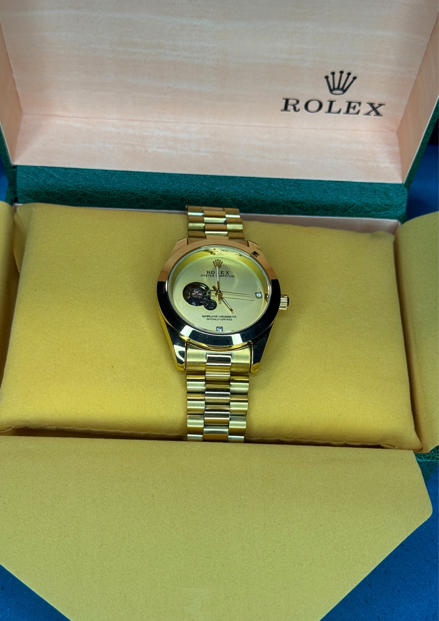 Gold Automatic Watch – Open-Heart Dial