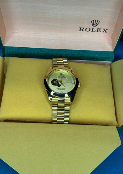 Gold Automatic Watch – Open-Heart Dial