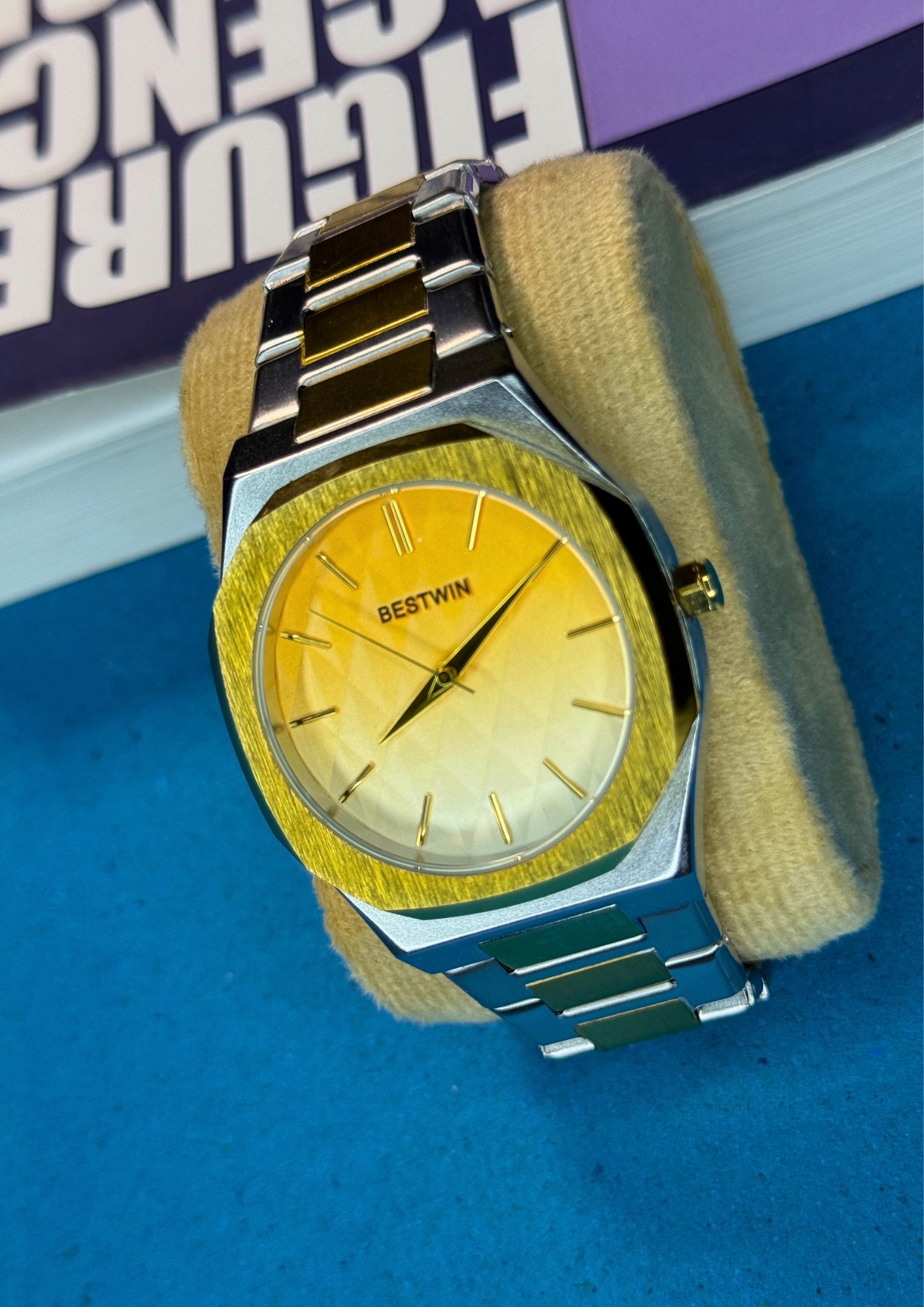 Bestwin Gold Gradient Dial Watch – Luxury Steel Finish