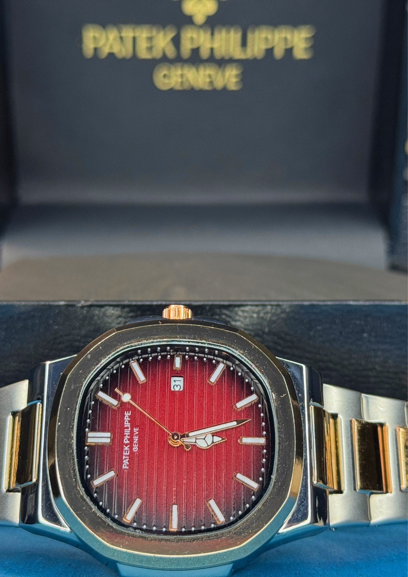 Patek Philippe Nautilus Style Watch – Maroon Dial