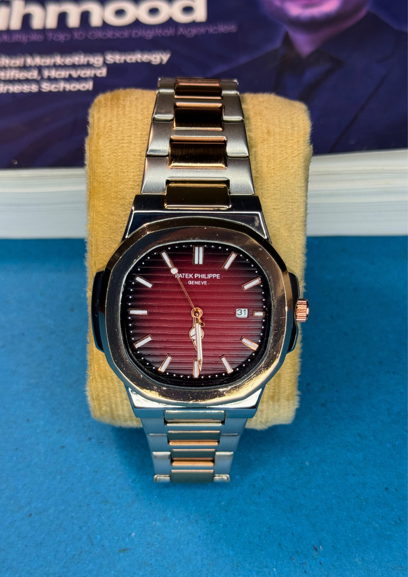 Patek Philippe Nautilus Style Watch – Maroon Dial