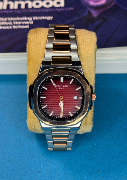 Patek Philippe Nautilus Style Watch – Maroon Dial